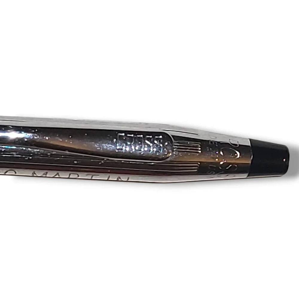 Cross Chrome Ballpoint Pen Blue Ink Working Twist Action‎ Engraved Gregg Martin